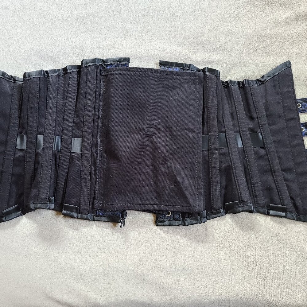 Orchard Corset Underbust Blue & Black brocade buckle corset - Picture 3 of 5